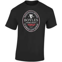 Boyles Irish Beer Label St Patricks Day Guinness Parody Grunge Retro Graphic Unisex Cotton Black T Shirt