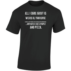 Weird Al Yankovic All I Care About Comedian Comedy Worn Look Fan Retro Graphic Unisex Cotton Black T Shirt