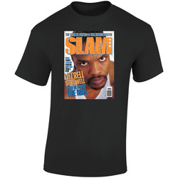 Slam Magazine Issue 36 Latrell Sprewell Popular Basketball Magazine Grunge Look Retro Graphic Unisex Cotton Black T Shirt
