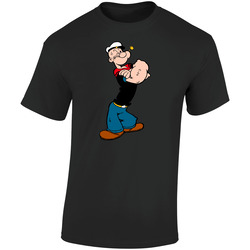 Popeye Cartoon Retro Graphic Unisex Soft Cotton Black T Shirt