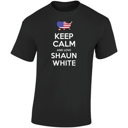 Keep Calm And Love Shaun White Snowboarding Usa 2018 Winter Olympic Team Retro Graphic Unisex Soft Cotton Black T Shirt