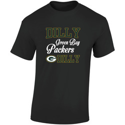 Dilly Green Bay Packers Dilly Retro Graphic Unisex Soft Cotton Black T Shirt
