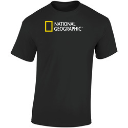 National Geographic Logo Black Tee Retro Graphic Unisex Soft Cotton Black T Shirt
