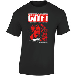 The Night Without Wifi Funny Halloween Party City Retro Graphic Unisex Soft Cotton Black T Shirt
