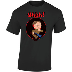 Elmer Fudd Hunting Wabbits T Shirt WB Looney Tunes Be Very Very Quiet Retro Graphic Unisex Soft Cotton Black T Shirt