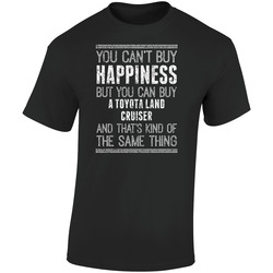 Buy A Toyota Land Cruiser Happiness Worn Look Car Lover Retro Graphic Unisex Soft Cotton Black T Shirt