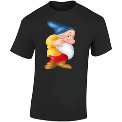 Bashful 7 Dwarfs Retro Graphic Unisex Soft Cotton Black T Shirt