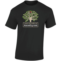 I Met My Wife On Ancestry Dot Com Funny Relationship Gift Retro Graphic Unisex Soft Cotton Black T Shirt