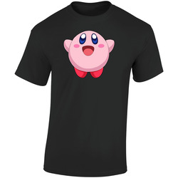 Super Smash Bros. - Kirby - Cute Black Retro Graphic Unisex Soft Cotton Black T Shirt