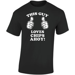 This Guy Loves Chips Ahoy! Fun Retro Favorite Food Retro Graphic Unisex Soft Cotton Black T Shirt