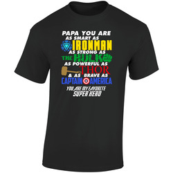 Papa Super Hero Ironman Hulk Thor Captain America Fathers Day Gift Retro Graphic Unisex Soft Cotton Black T Shirt