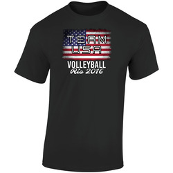 United States Usa Volleyball Rio 2016 Olympic Team Flag Retro Graphic Unisex Soft Cotton Black T Shirt