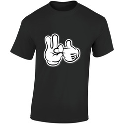 Mickey Hands Funny Dirty  Cartoon Retro Graphic Unisex Soft Cotton Black T Shirt