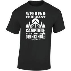 Camping T Shirt Weekend Forecast Camping With A Chance of Drinking Funny Gag Tee Unisex Apparel Retro Graphic Unisex Soft Cotton Black T Shirt