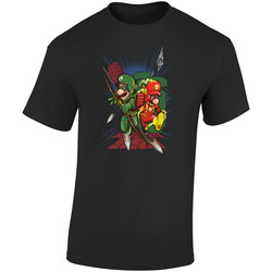 Green Arrow The Flash Mario And Luigi Funny Parody Official Black Unisex Retro Graphic Unisex Soft Cotton Black T Shirt