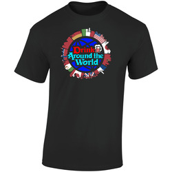 Drink Around The World T Shirt Epcot Standard Xsm-6xl Awesome Flag Tee Retro Graphic Unisex Soft Cotton Black T Shirt