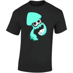 Splatoon - Turqoise Inkling Squid - Black Retro Graphic Unisex Soft Cotton Black T Shirt