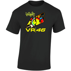 Vr 46 Number Signature Man Black Retro Graphic Unisex Soft Cotton Black T Shirt