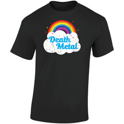 Death Metal Sparkle Rainbows Funny Distressed Retro Graphic Unisex Soft Cotton Black T Shirt