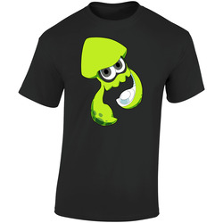 Splatoon - Lime Green Inkling Squid - Black Retro Graphic Unisex Soft Cotton Black T Shirt