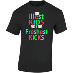 Illest Kids Fresh Kicks Retro Graphic Unisex Soft Cotton Black T Shirt