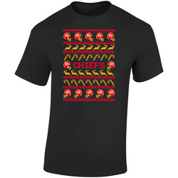 Chiefs Football Ugly Christmas Sweater T Shirt - Kansas City Chiefs Team Colors Retro Graphic Unisex Soft Cotton Black T Shirt