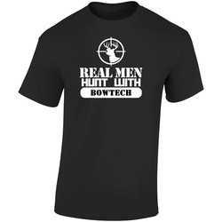 Real Men Hunt With Bowtech Retro Graphic Unisex Soft Cotton Black T Shirt