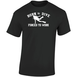 Born To Dive Forced To Work Scuba Funny Diving Retro Graphic Unisex Soft Cotton Black T Shirt