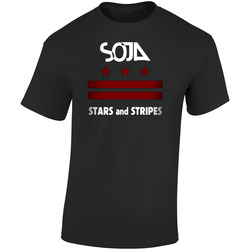 Soja-stars And Stripes Retro Graphic Unisex Soft Cotton Black T Shirt