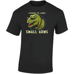 License To Carry Small Arms T-rex Funny Retro Graphic Unisex Soft Cotton Black T Shirt