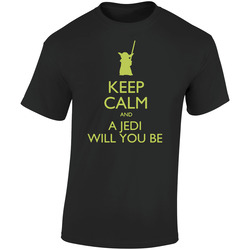 Keep Calm And Jedi You Be Retro Graphic Unisex Soft Cotton Black T Shirt