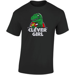 New Clever Girl Jurassic Park Velociraptor Dinosaur Funny Black Retro Graphic Unisex Soft Cotton Black T Shirt