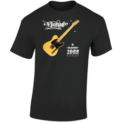 Vintage Telecaster 1952 Guitar Black Retro Graphic Unisex Soft Cotton Black T Shirt