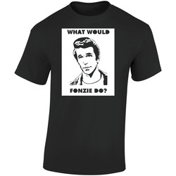 What Would Fonzie Do The Fonz Happy Days Retro Graphic Unisex Soft Cotton Black T Shirt