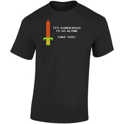 It's Dangerous To Go Alone Zelda Sword Retro Graphic Unisex Soft Cotton Black T Shirt