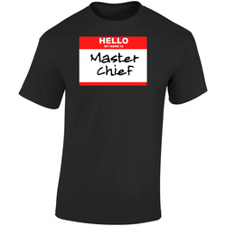 Hello My Name Is Master Chief Video Game Retro Graphic Unisex Soft Cotton Black T Shirt