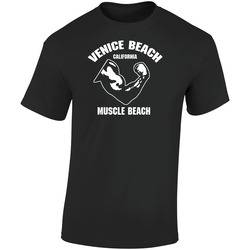 Venice Muscle Beach California Workout Retro Graphic Unisex Soft Cotton Black T Shirt