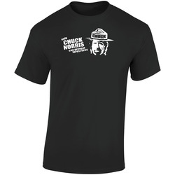 Only Chuck Norris Can Prevent Forest Fires Funny Retro Graphic Unisex Soft Cotton Black T Shirt