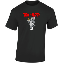 Men's Tom And Jerry Retro Graphic Unisex Soft Cotton Black T Shirt