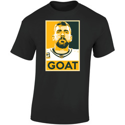 Aaron Rodgers Goat Hope Poster Football Green Bay Fan Retro Graphic Unisex Soft Cotton Black T Shirt
