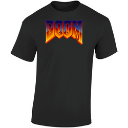 Doom Video Game Colourful Logo Retro Graphic Unisex Soft Cotton Black T Shirt