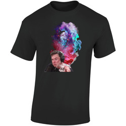 Elon Musk Galaxy Smoke Weed Kush Funny Stoner Retro Graphic Unisex Soft Cotton Black T Shirt
