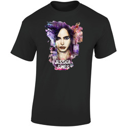 Jessica Jones Watercolour Poster Logo Netflix Original Fan Retro Graphic Unisex Soft Cotton Black T Shirt