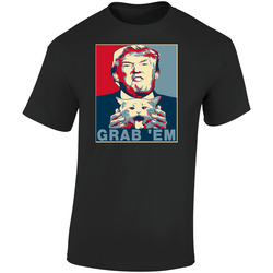 Funny Grab Them T-shirt Trump Tee President Retro Graphic Unisex Soft Cotton Black T Shirt
