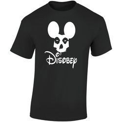 Disobey Disney Skull Mistif Mickey Ear Retro Graphic Unisex Soft Cotton Black T Shirt