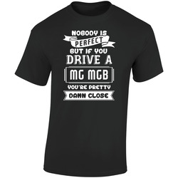 Nobody Is Perfect But If You Drive A Mg Mgb A Funny Car Retro Graphic Unisex Soft Cotton Black T Shirt