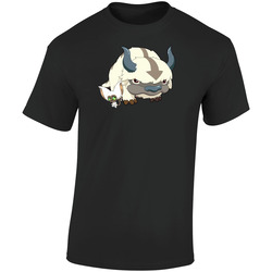 Avatar The Last Airbender - Appa And Momo - Cute Black Retro Graphic Unisex Soft Cotton Black T Shirt