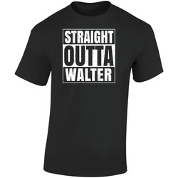 Straight Outta Walter Planets Stars Solar System Retro Graphic Unisex Soft Cotton Black T Shirt