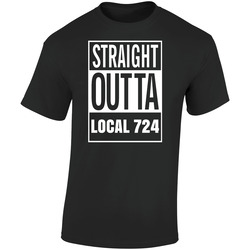 Straight Outta Local 724 Union Construction Workers Labourers International Retro Graphic Unisex Soft Cotton Black T Shirt