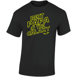 Best Papa In The Galaxy Retro Graphic Unisex Soft Cotton Black T Shirt